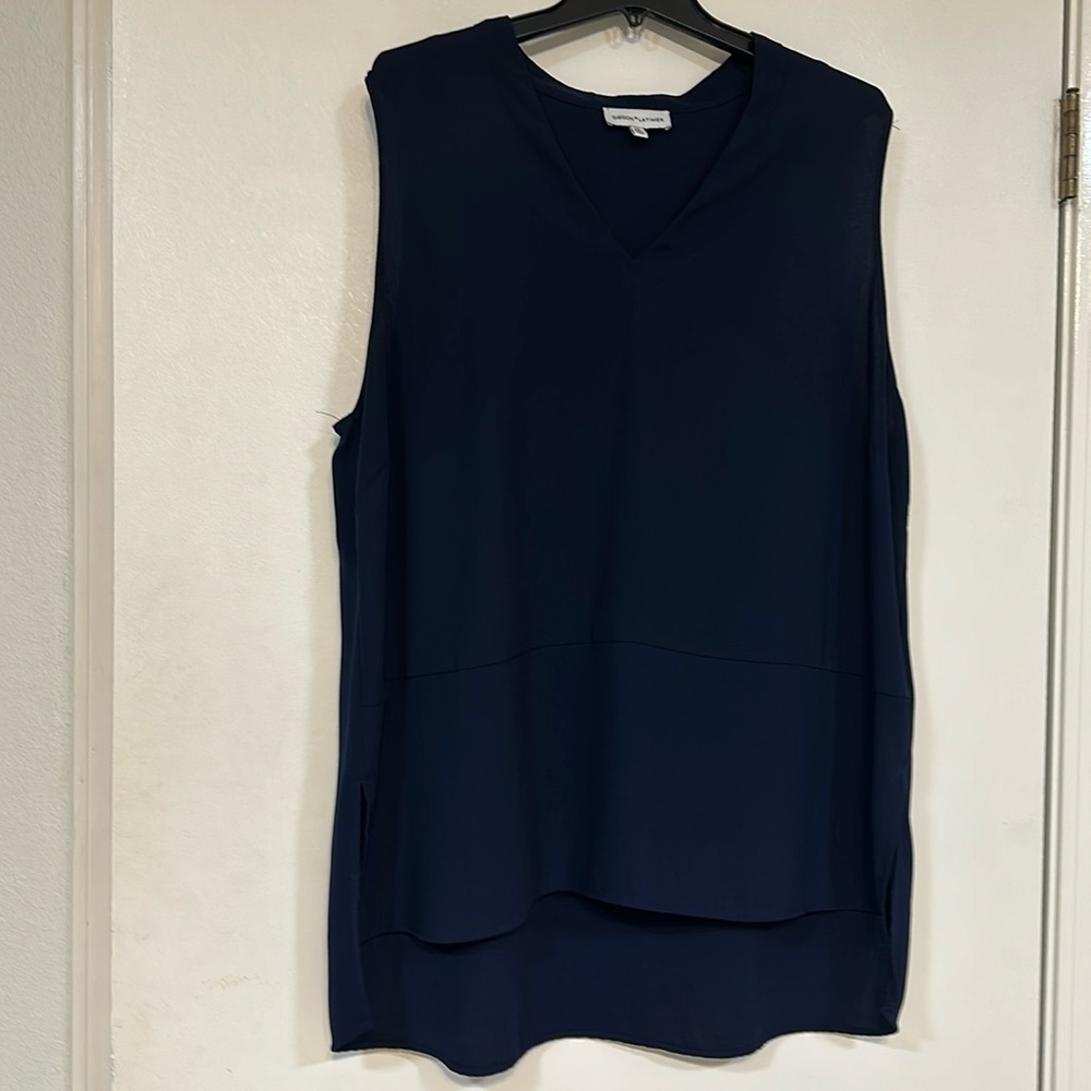 Gibson Latimer Sleeveless Top Blouse Navy Polyester 2XL